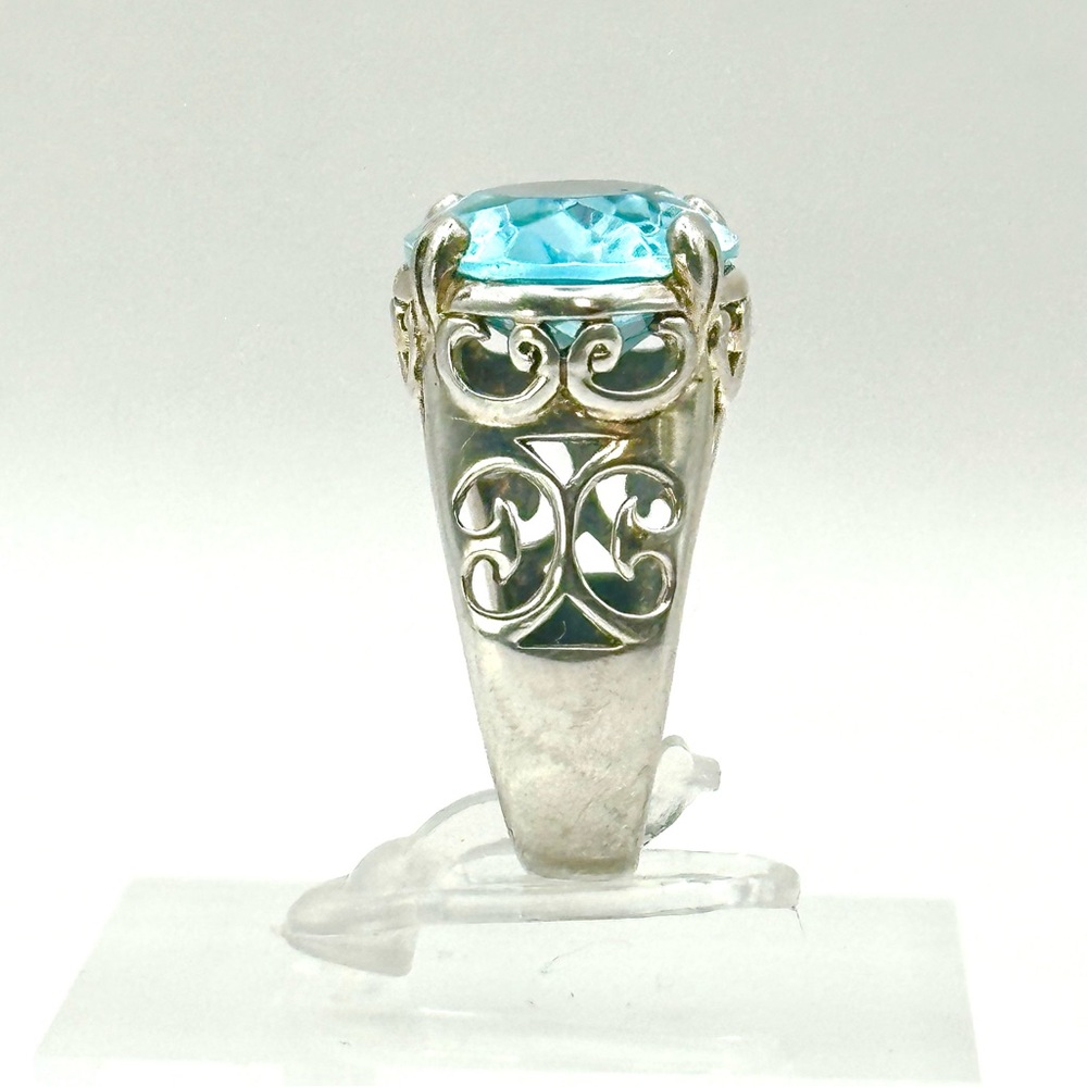 Silpada Retired Blue R2387 Cove Sterling Silver & Oval Aqua Glass Ring Size 7.5 - Picture 6 of 13